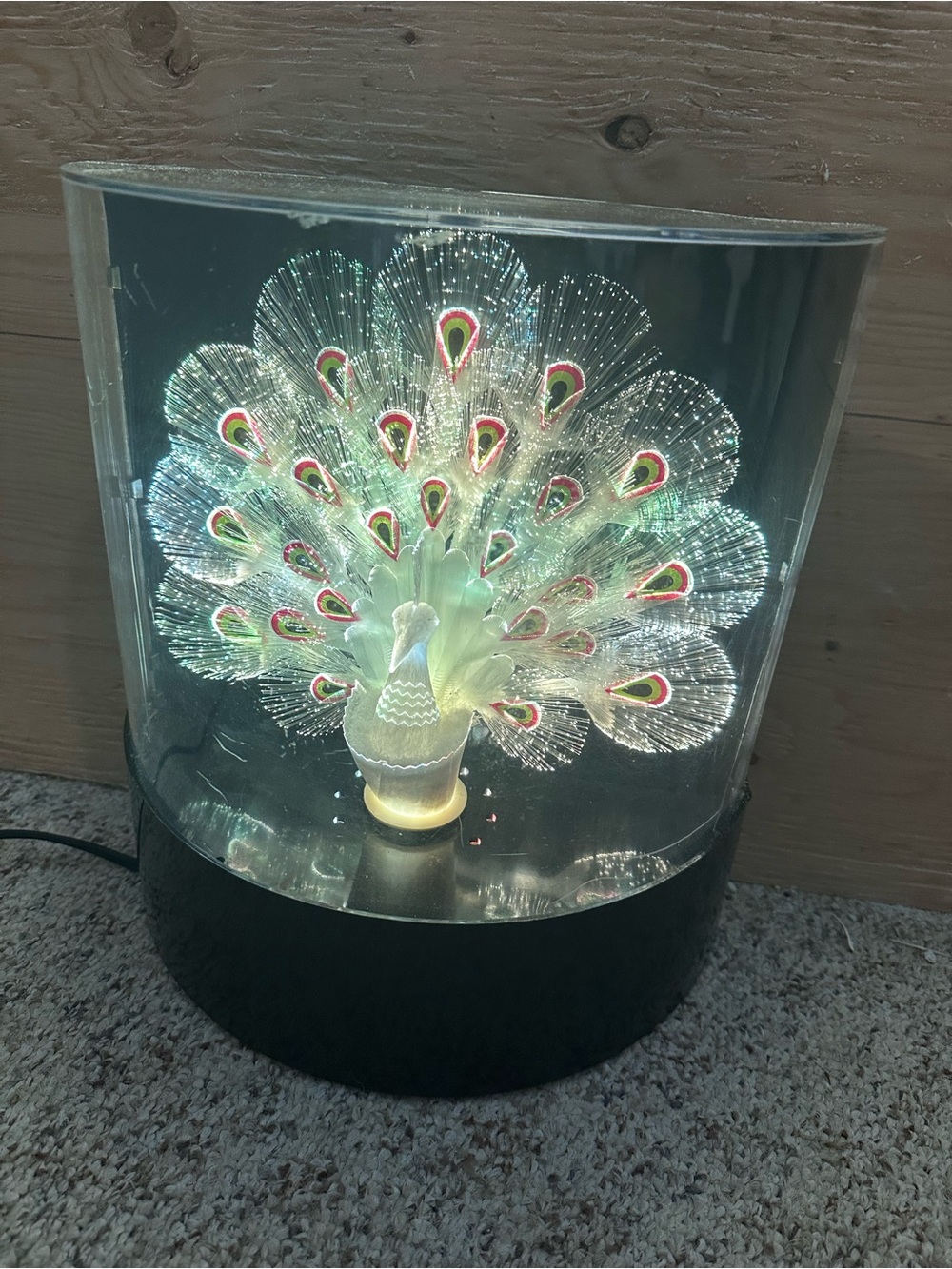 Vintage 80’s color changing  Peacock Fiber Optic Art Light